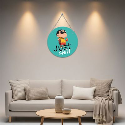 Just Chill Cartoon Round Wall Hanging Fun Kids' Room Decor  Shin-chan Theme Anime Character Wall Art  Birthday Gift for Boys, Girls & Anime Lovers